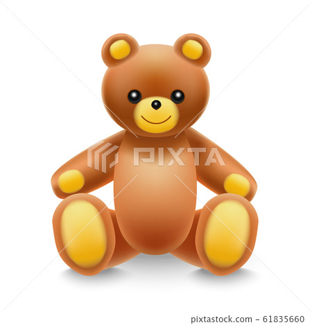 Realistic Detailed 3d Baby Toy Teddy Bear. Vector 61835660