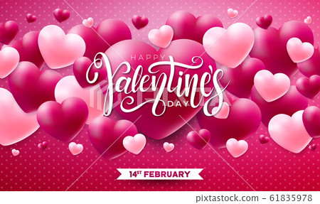 Happy Valentines Day Design with Red Heart on... - Stock Illustration ...