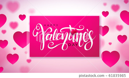 Happy Valentines Day Design with Red Heart on...-插圖素材 [61835985] - PIXTA圖庫