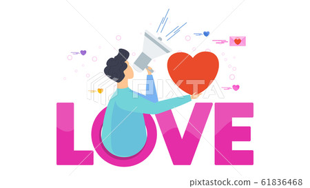 Man in a megaphone screams for love Man in a megaphone screams for love 61836468
