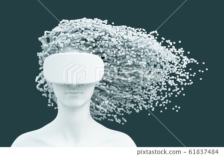 Beautiful Woman Wearing Virtual Reality Glasses 61837484