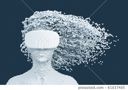 Pixelated Woman Wearing Virtual Reality Glasses 61837485