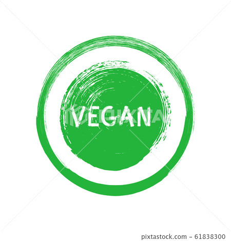 Vegan brush stroke green badge. Design element for packaging design and promotional material. Vector illustration. 61838300