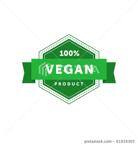 100 percent Vegan product haxagonal badge with... - Stock Illustration ...