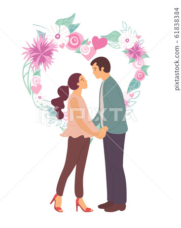 Couple in Love, Man and Woman Kissing People Vector 61838384