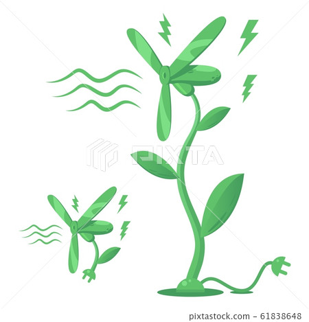 Live plant wind turbine generates eco green energy Live plant wind turbine generates eco green energy 61838648