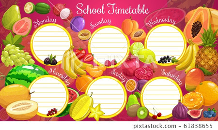 School timetable or planner, exotic fruits School timetable or planner, exotic fruits 61838655