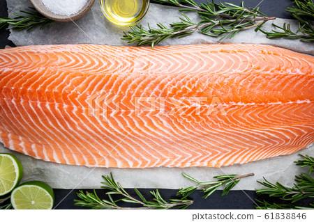 Raw salmon or trout sea fish Raw salmon or trout sea fish 61838846