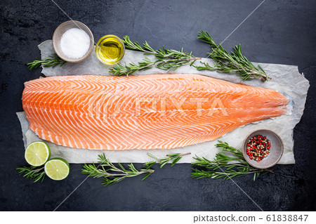 Raw salmon or trout sea fish Raw salmon or trout sea fish 61838847