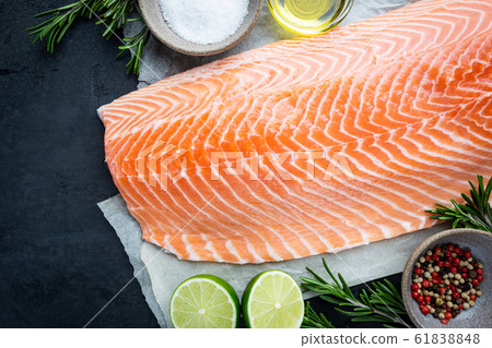Raw salmon or trout sea fish Raw salmon or trout sea fish 61838848