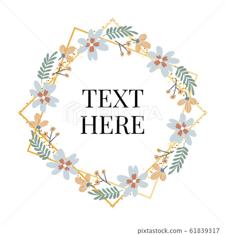 Floral Frame Collection. Set of cute retro flowers 61839317