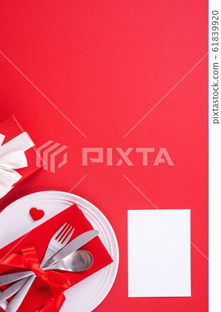 情人節 餐廳 盤子 頂視圖 大餐 Valentine's Day Plate バレンタイン 61839920