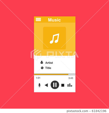 Media player application, app template with flat Media player application, app template with flat 61842196