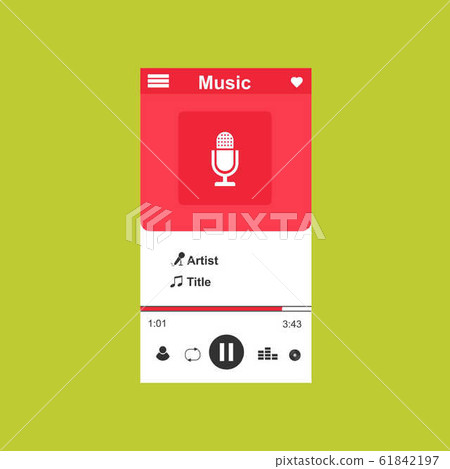 Media player application, app template with flat Media player application, app template with flat 61842197