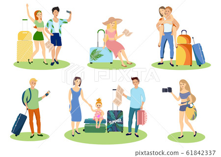 Tourist with a travel bag. 61842337