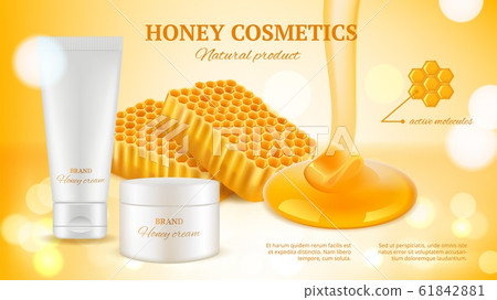 Honey cosmetics banner. Realistic cream tube... - Stock Illustration  [61842881] - PIXTA