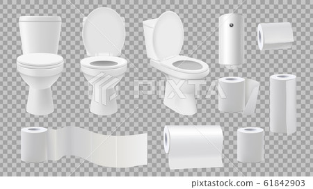 Realistic Toilet Bowl Restroom Accessories Stock Illustration 61842903 Pixta