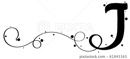 Alphabet with ornaments vector vintage handwritten, Letter J Decoration vintage for invites card and other concept ideas. Illustration alphabet 61843163