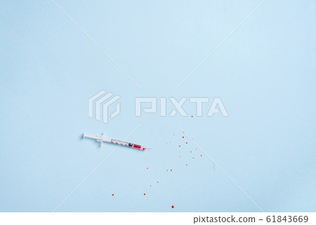 Syringe of Red Blood Test for medical research or Cure the Disease sickness ill, Virus Concept Idea Syringe of Red Blood Test for medical research or Cure the Disease sickness ill, Virus Concept Idea 61843669
