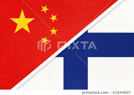 China or PRC vs Finland national flag from textile 61844607