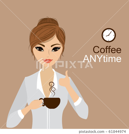 Pretty girl holding a cup of coffee 61844974