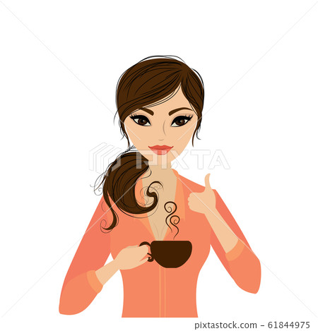 Pretty girl holding a cup of coffee Pretty girl holding a cup of coffee 61844975
