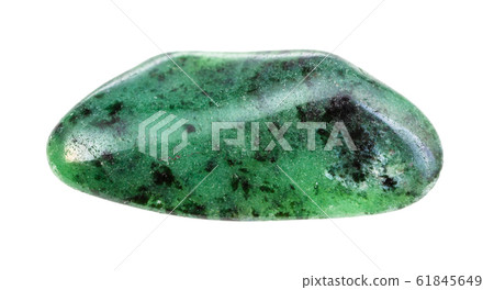 polished green Zoisite gemstone isolated on white polished green Zoisite gemstone isolated on white 61845649