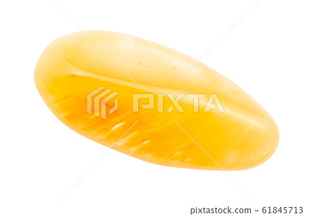 polished yellow Chalcedony gemstone isolated 61845713