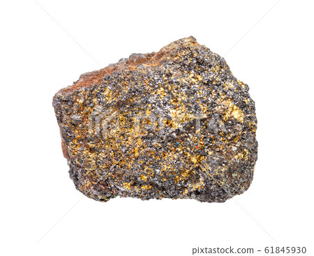 unpolished Magnetite with Chalcopyrite isolated unpolished Magnetite with Chalcopyrite isolated 61845930