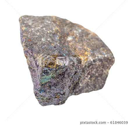 Bornite with Chalcopyrite rock isolated on white 61846039