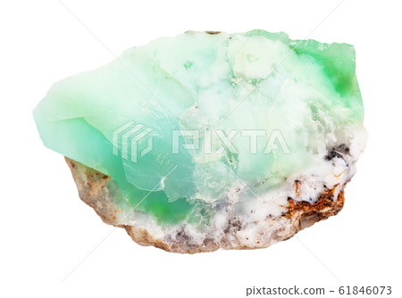 rough Chrysoprase rock isolated on white 61846073