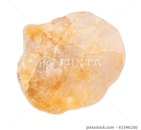 yellow Calcite pebble isolated on white yellow Calcite pebble isolated on white 61846280