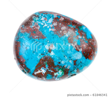 polished Chrysocolla gem isolated on white 61846341