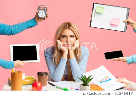 Teenage girl is tired of school and homework Teenage girl is tired of school and homework 61846417