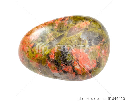 tumbled Unakite gem stone isolated on white 61846420