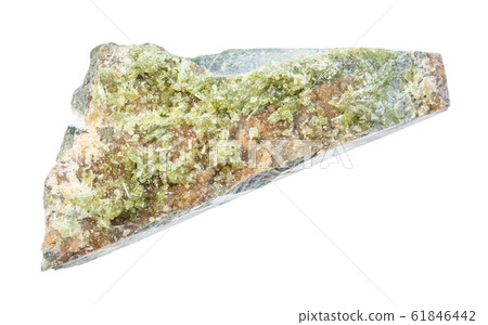Vesuvianite crystals on unpolished rock isolated 61846442