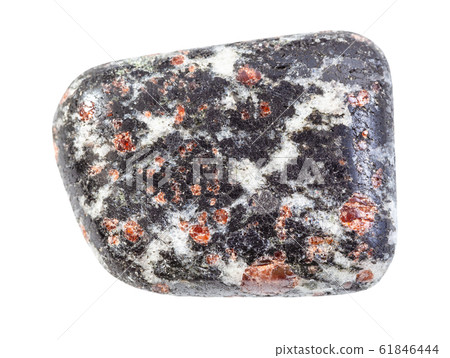 polished Hornblende rock with garnet crystals polished Hornblende rock with garnet crystals 61846444