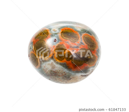 Orbicular jasper gem stone isolated on white 61847133