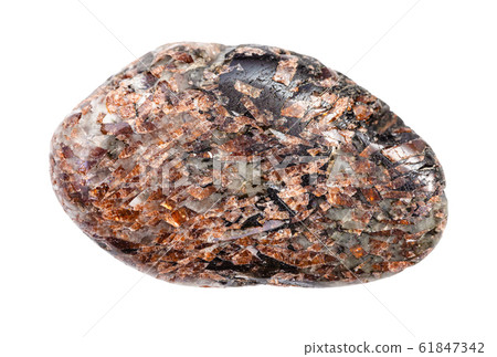 tumbled Titanite (Sphene) rock isolated on white 61847342