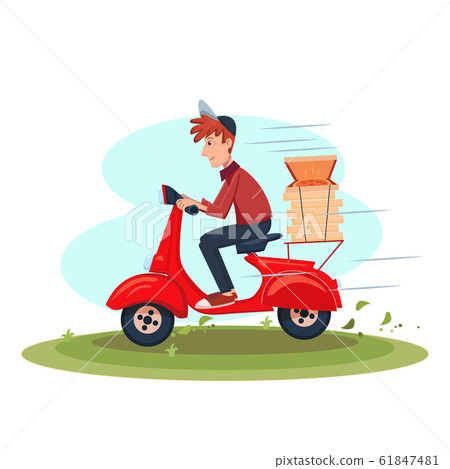 Fast Delivery food service by courier. Young Man Fast Delivery food service by courier. Young Man 61847481