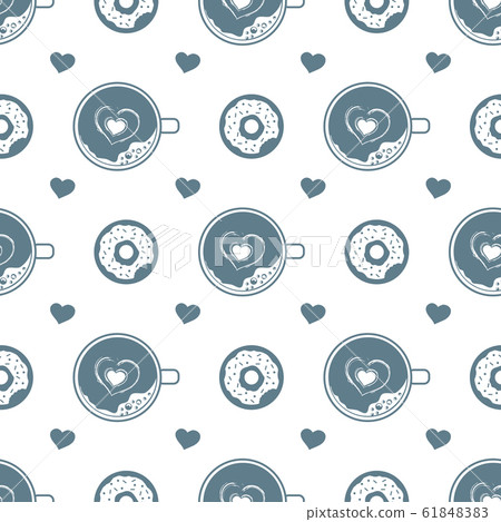 Vector seamless pattern Valentine's Day Cup Heart Vector seamless pattern Valentine's Day Cup Heart 61848383