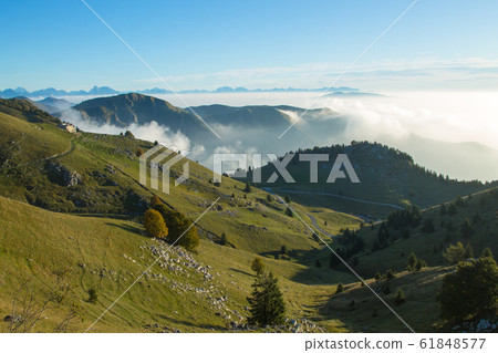 Mountain landscape. Mount Grappa panorama, Italian Mountain landscape. Mount Grappa panorama, Italian 61848577