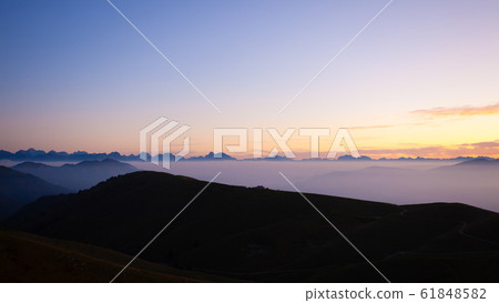 Dawn at mount Grappa. Italian alps landscape, Dawn at mount Grappa. Italian alps landscape, 61848582