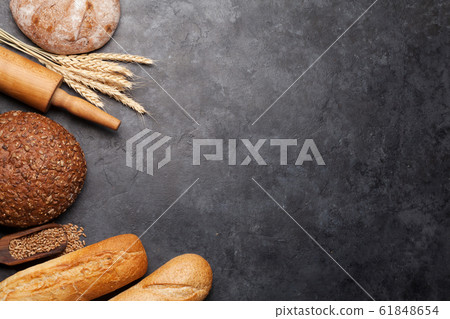 Various bread with wheat, flour and cooking Various bread with wheat, flour and cooking 61848654