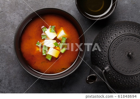 Miso traditional Japanese soup with tofu 61848694