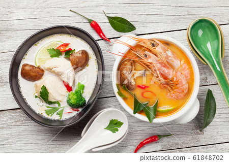Tom Yum and Tom Kha traditional Thai soups Tom Yum and Tom Kha traditional Thai soups 61848702