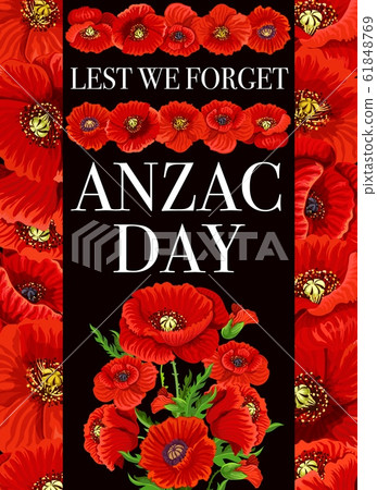 Anzac Day. Vector red poppy flowers Anzac Day. Vector red poppy flowers 61848769