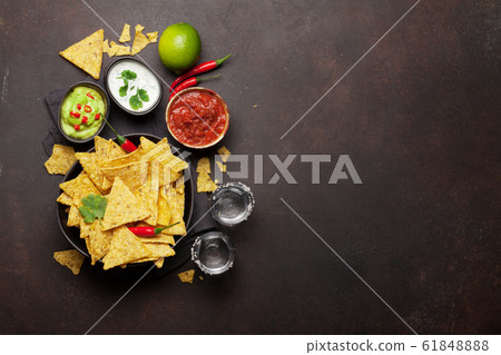 Mexican nachos chips and sauces Mexican nachos chips and sauces 61848888