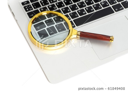 Laptop With Magnifying Glass Laptop With Magnifying Glass 61849408