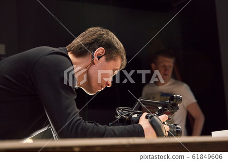 Behind the scenes of video production or video shooting, Film grain, selective focus, special illumination 61849606